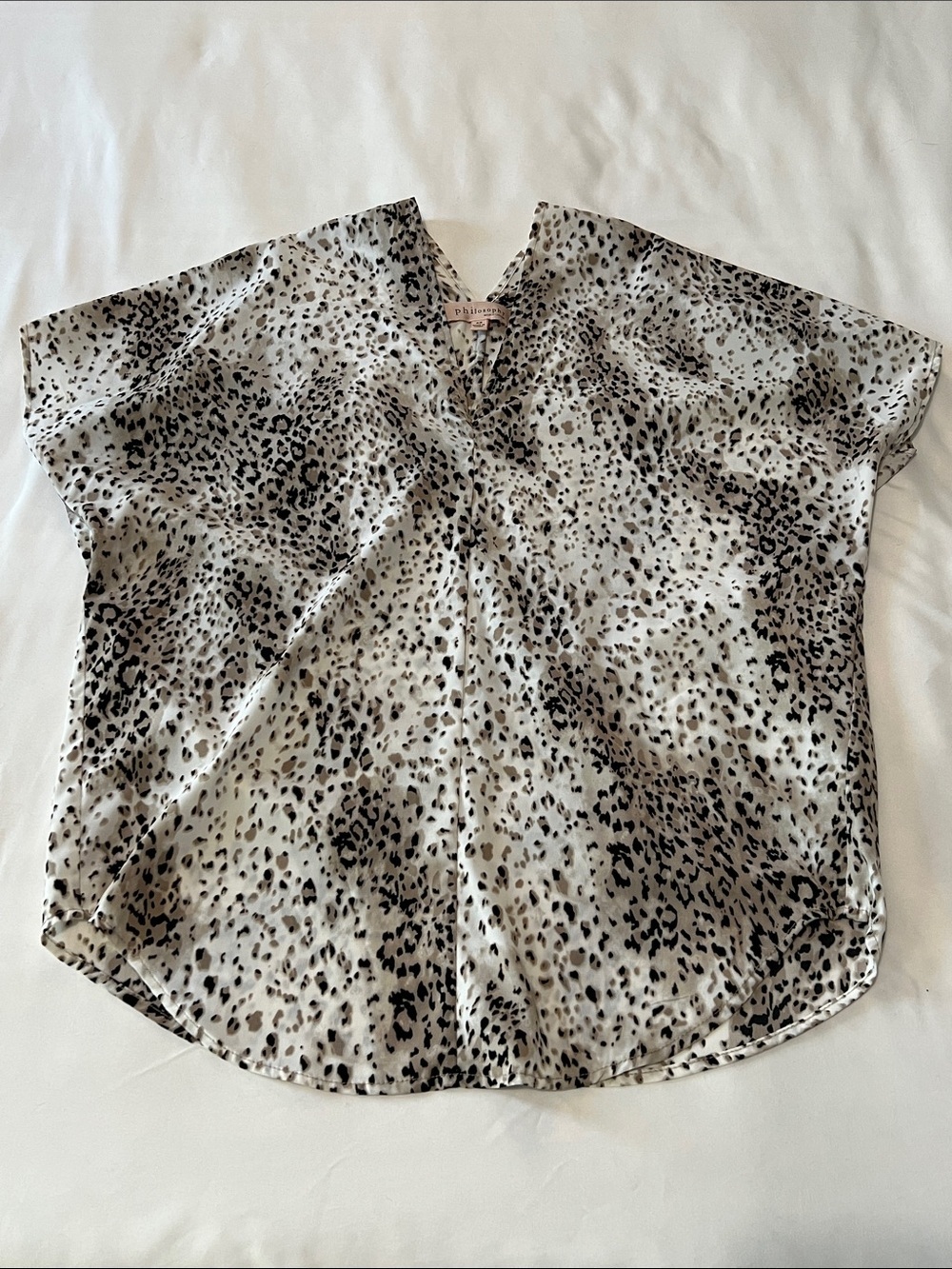 Philosophy Leopard Print Cap Sleeve V-Neck Blouse
